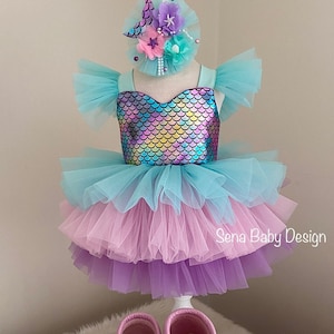 Ariel inspired costume, Mermaid Dress, Mermaid Ariel Costume, Girl Mermaid Outfit, Toddler Party Dress, Sequen Mermaid Dress
