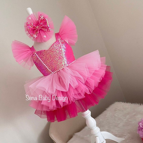 Hot Pink tutu girls dress,Tutu for birthday doll,tutu for princess Bb,party baby doll,tutu pink princess,dress pink doll,Tutu for girls doll