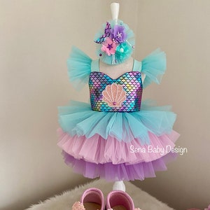 Ariel inspired costume, Mermaid Dress, Mermaid Ariel Costume, Girl Mermaid Outfit, Toddler Party Dress, Sequen Mermaid Dress