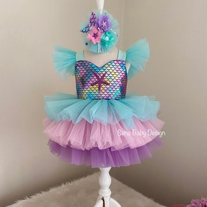 Ariel inspired costume, Mermaid Dress, Mermaid Ariel Costume, Girl Mermaid Outfit, Toddler Party Dress, Sequen Mermaid Dress