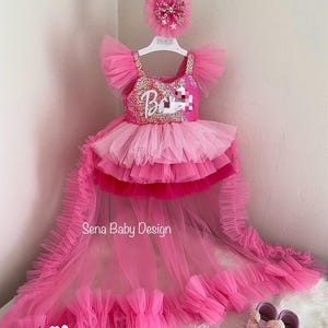 Hot Pink Girl Dress Tulle,Pink photoshoot Dress, Pink Baby Dress,Pink Sequin Tulle Dress, Pink Princess Birthday Dress,Pageant girl dress