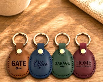 Engraved Leather FOB Holder, Custom Keychain, Condo Entry Accessory, Security Pass Protector