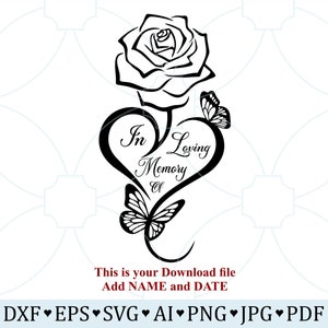 In Loving Memory Rose Svg, Heart Butterfly Memorial Svg Png, in Loving ...
