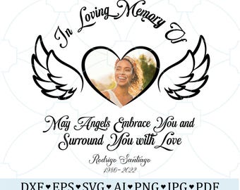 In Loving Memory Of Svg, Lovely Memorial SVG, In Memory Png, Wings Heart Forever Memorial Svg, Rest In Peace Svg, Editable Name Date Photo