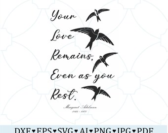 In Loving Memory SVG, Flying Bird Memorial Svg, Memorial Gift PNG, Sympathy Bird Design, Memorial Tribute Digital Download