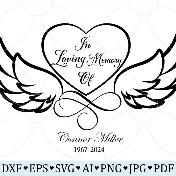 In Loving Memory Of Svg, Lovely Memorial, In Memory Svg Png, Heart Angel Forever Memorial Svg Design, Rest In Peace Svg Png, Love Loss Svg
