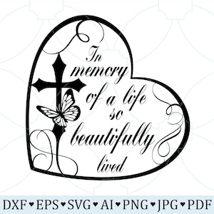 Lovely In Loving Memory SVG, In Memory Of png, In loving Memory Heart SVG, Memorial Shirt ClipArt, Butterfly Cross Rest In Peace Memorial
