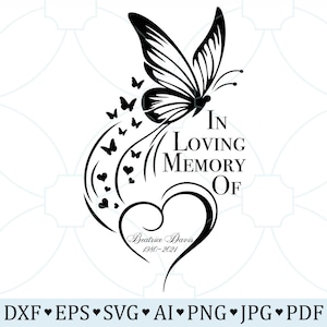 In Loving Memory Heart Forever  And Butterfly SVG PNG Loss Of Family Infinity Memorial Gift For Death Anniversary Custom Name Date Design