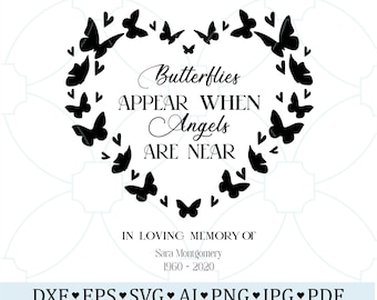 Memorial Butterfly Heart SVG: In Loving Memory Quote (Digital Files Included