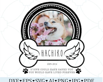 Pet Memorial SVG: Dog Angel Wings, Photo Remembrance (Digital Files)