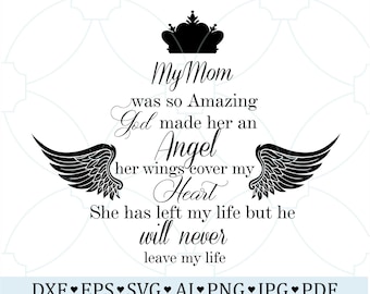 Mom Queen Memorial  SVG | In Loving Memory Memorial SVG Cut File | Mom Loss Svg Remembrance Quote | Cricut Download Design