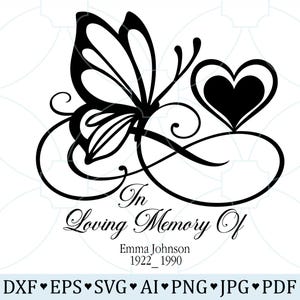 In Loving Memory Butterfly Svg, Forever Heart Memorial Svg Png, In Loving Memory Png, Memorial Gift, Rest In Peace Svg, Remembrance Svg Png