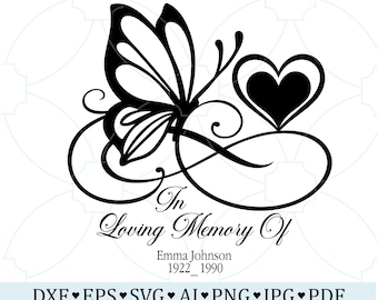 In Loving Memory SVG | Butterfly Infinity Memorial Design | Forever Love Remembrance | Cricut Laser Cut File SVG PNG