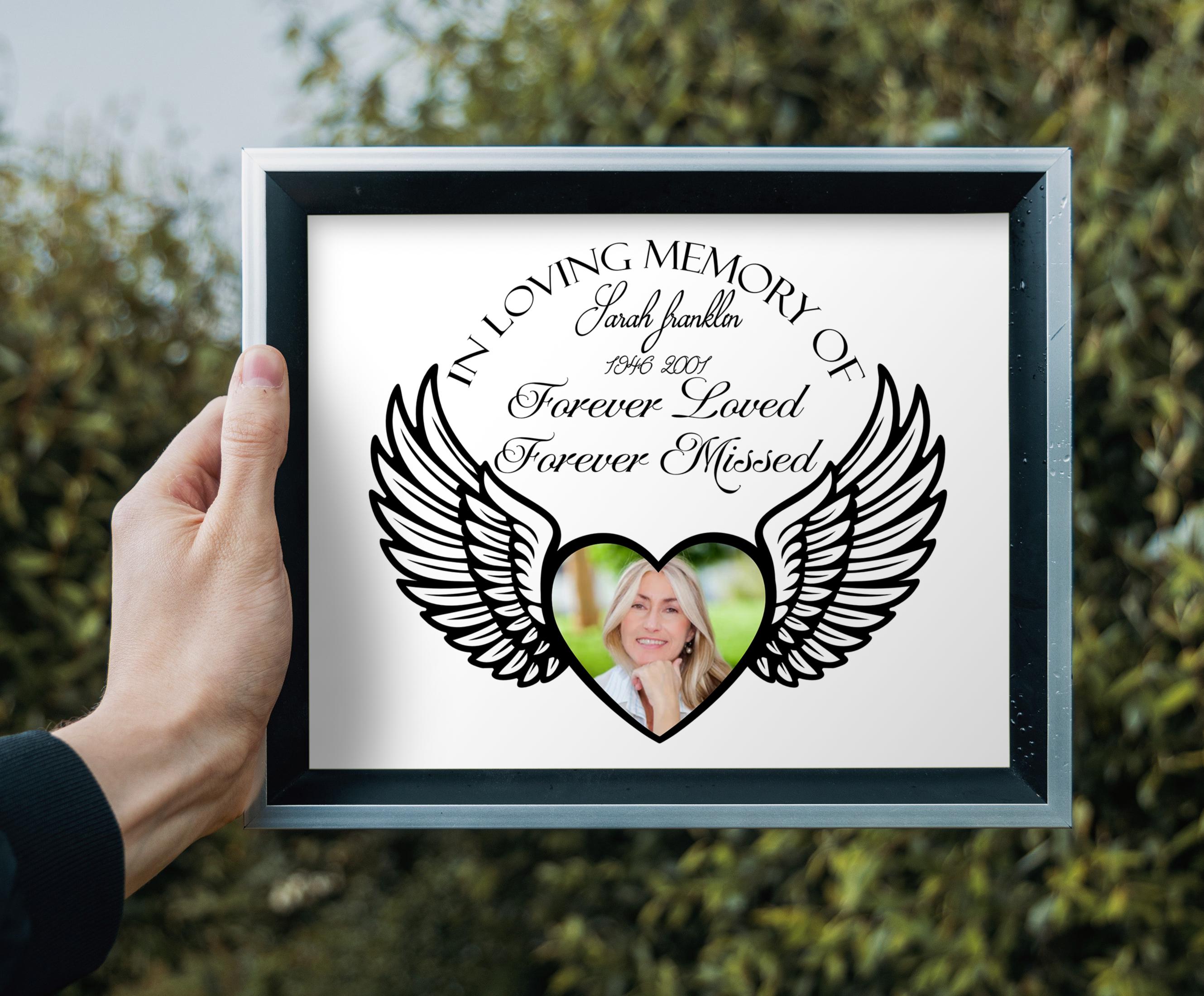 Personalized Memorial SVG PNG, in Loving Memory Photo Frame With Angel ...