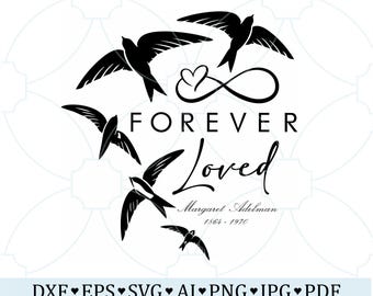 In Memory Flying Bird  SVG | Forever Loved Forever Missed Memorial| Bird Silhouette Cut File | In Loving Memory Cricut SVG,  Download Design