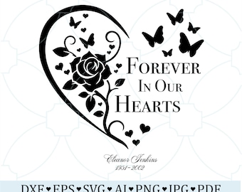 Memorial Heart SVG: Forever In Our Hearts Remembrance Design (Digital Files)