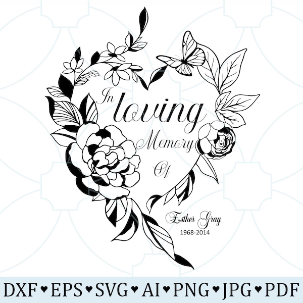 In Loving Memory of Svg, Memorial Day Svg, Memorial Svg, In Loving Memory Of Png, Rest In Peace Svg, Floral Memorial Svg, Floral Heart Svg