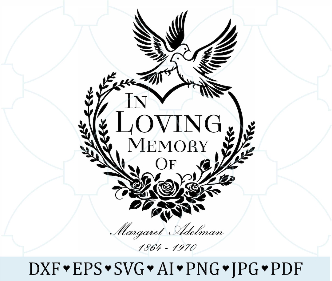 In Loving Memory of SVG, Memorial Wreath Dove PNG, Personalized Funeral ...