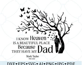 Árbol conmemorativo de Papá en el Cielo SVG: Recuerdo de mariposa (archivos digitales)