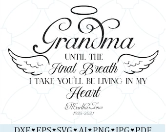 Grandma Memorial Angel Wings SVG: Loving Memory Quote (Digital File)