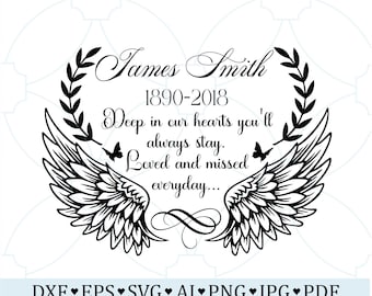 Angel Wings Memorial SVG: In Loving Memory Clipart (Digital Files)