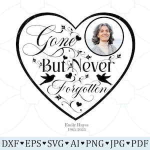 In Loving Memory Gone But Never Forgotten Memorial Heart SVG PNG, Editable Photo SVG, Memorial Gift, Remembrance Svg Png, Rest In Peace Svg