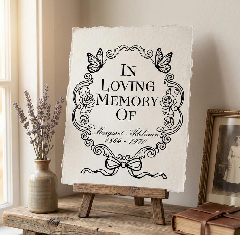 In Loving Memory SVG PNG, Personalized Memorial Frame, Butterfly Rose ...