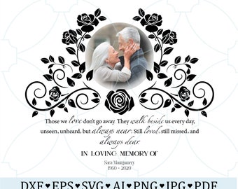 Poema conmemorativo floral SVG PNG: Marco de fotos del recuerdo (archivos digitales)