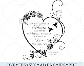 Love You And Miss you Memorial Quotes Svg Png, In Loving Memory Svg, Rest In Peace Memorial Rest In Heaven SVG, Remembrance, Memorial Gift