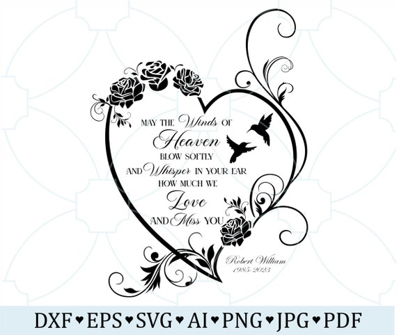 Love You and Miss You Memorial Quotes Svg Png, in Loving