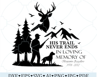Memorial Hunter in Mountain SVG: Deer Remembrance Cut File