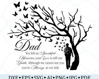 Dad In Loving Memorial Tree Of Life Loving Memory And Flying Butterflies Beautiful Memories Rest In Peace Memorial Gift Dad Love Shirt SVG