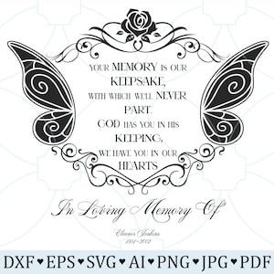 Your Memory Is Our Keepsake Memorial Svg, In Loving Memory Butterfly Wings, Rest In Peace, Remembrance SVG Png, Memorial Design Funeral Day