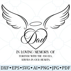 Dad ForEver With Angels Always In Our Hearts In Loving Memory SV PNG, In Memory Of DaD SVG, Dad Loss Memorial Svg, Dad Remembrance, RiP Dad