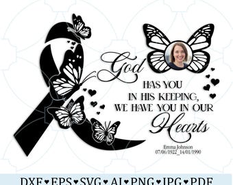 Cinta conmemorativa contra el cáncer (foto SVG PNG): En memoria (archivos digitales)