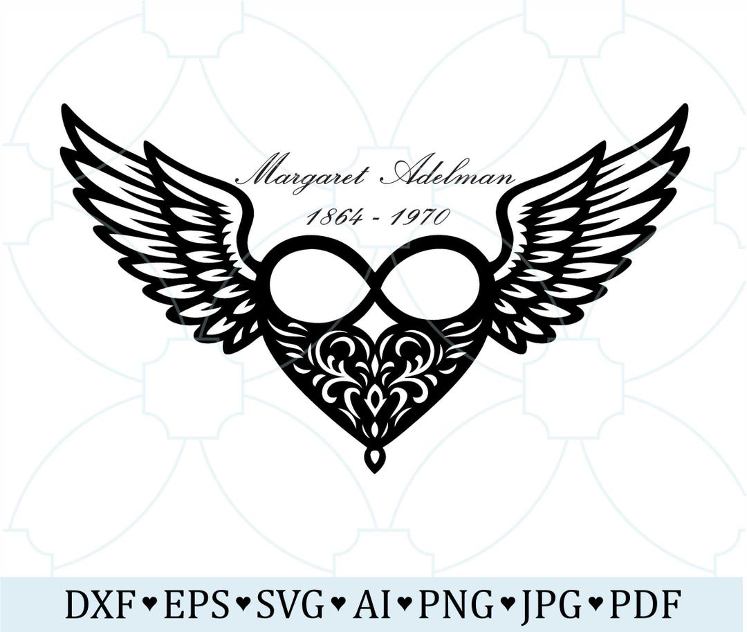 Angel Wings Infinity Memorial SVG | Forever Love Remembrance Design ...