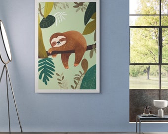 Wanddecoratie voor de kinderkamer Educatieve kunst Inspirerende kunst Moderne kinderkunst Kleurrijke digitale kunst Cartoon wordt afgedrukt Fantasiekunst aan de muur