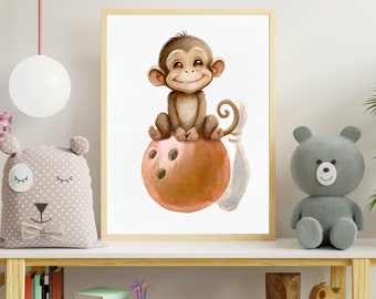 Wanddecoratie voor de kinderkamer Educatieve kunst Inspirerende kunst Moderne kinderkunst Kleurrijke digitale kunst Cartoon wordt afgedrukt Fantasiekunst aan de muur