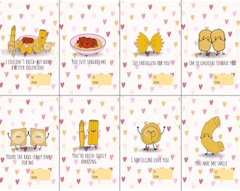 Pasta Valentinstag Karten, lustiges Essen Valentinstag, Pasta druckbare Karten