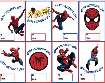 Spiderman Inspired Printable Valentines Day Cards, Kids Valentines Cards, Kids Cartoon Valentines