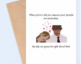 Cartão imprimível inspirado em Jim e Pam da série The Office, cartão digital em PDF para o Dia dos Namorados, cartão engraçado para o Dia dos Namorados.