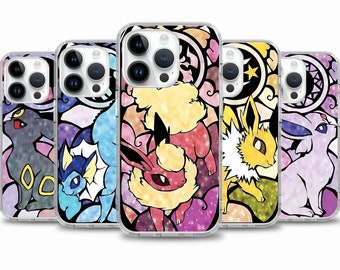 Stained Glass Eevee Game case for iPhone 15 14 13 12 11 case for Samsung S24 S23 FE A14 A54 A34 case for Google pixel 7 7A