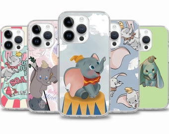 Funda de teléfono con la película de dibujos animados Dumbo Flying Elephant para iPhone 16e 16 15 14 13, funda para Samsung S25 S24 FE A15 A55 A35, funda para Google Pixel 9 8