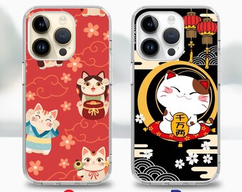 Japanese Maneki-nero Lucky Cat Phone Case for iPhone 16e 16