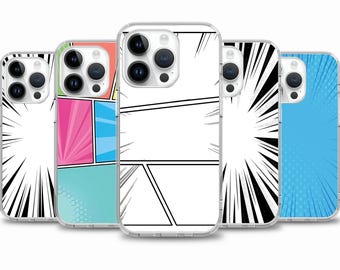 Comic storyboard retro telefoon case voor iPhone 17 Air 16e 16 15 case voor Samsung S25 S24 FE A15 A55 case voor Google Pixel 10 9