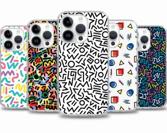 80s colour & pattern phone case for iPhone 15 14 13 12 11 case for Samsung S24 S23 FE A15 A55 A35 case for Google pixel 7 7A