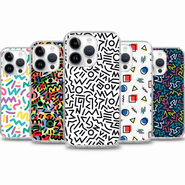 80s colour & pattern phone case for iPhone 15 14 13 12 11 case for Samsung S24 S23 FE A15 A55 A35 case for Google pixel 7 7A