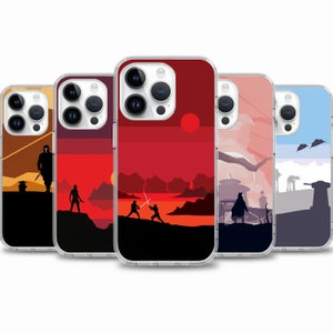 Coque de téléphone avec affiche graphique inspirée de Star Wars pour iPhone 16e 16 15 14 13 Coque pour Samsung S25 S24 FE A15 A55 A35 Coque pour Google Pixel 9 8 7