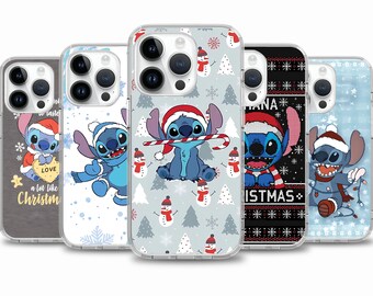 Christmas Stitch cartoon phone case for iPhone 16e 16 15 14 13 case for Samsung S25 S24 FE A15 A55 A35 case for Google Pixel 9 8 7
