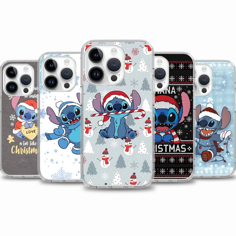 Christmas Stitch cartoon phone case for iPhone 17 Air 16e 16 15case for Samsung S25 S24 FE A15 A55 case for Google Pixel 10 9 image 1